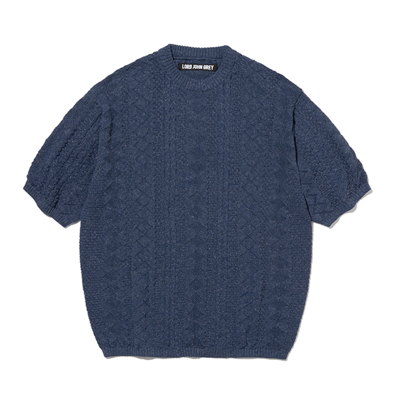 argyle short sleeve knit prussian blue