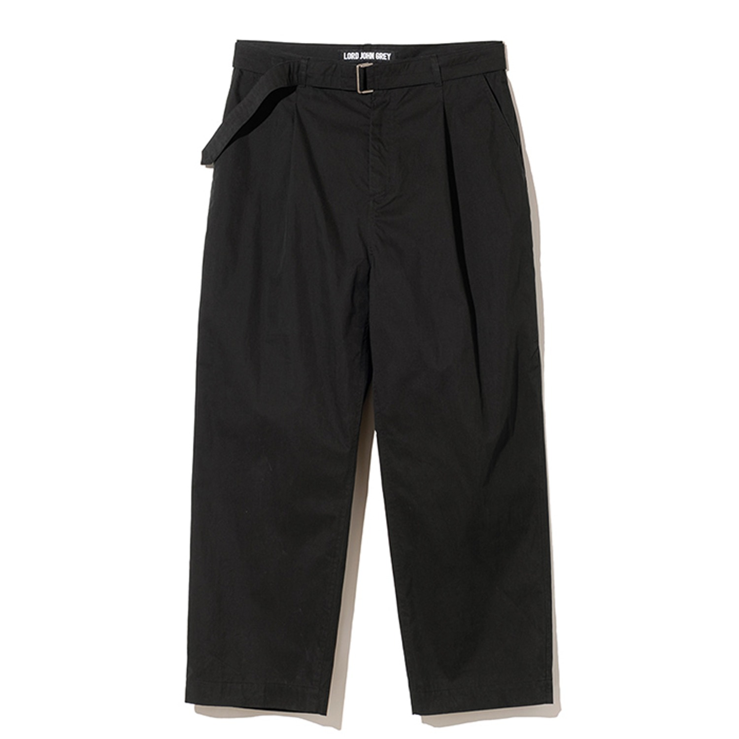 belted wide cotton pants black