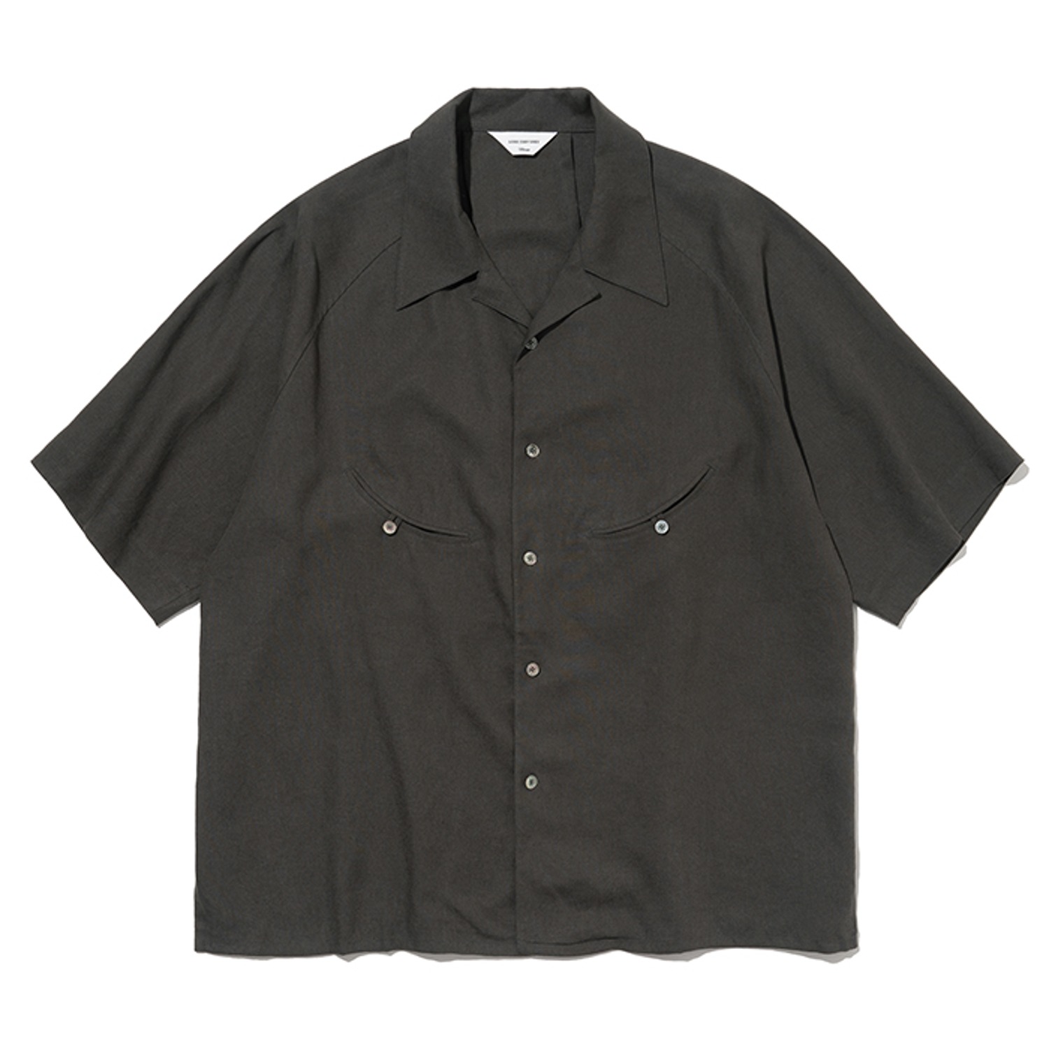 park linen open collar s/s shirt charcoal