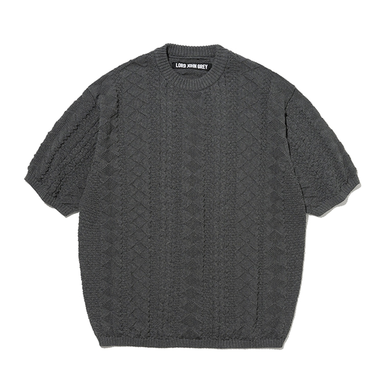 argyle short sleeve knit tundra grey