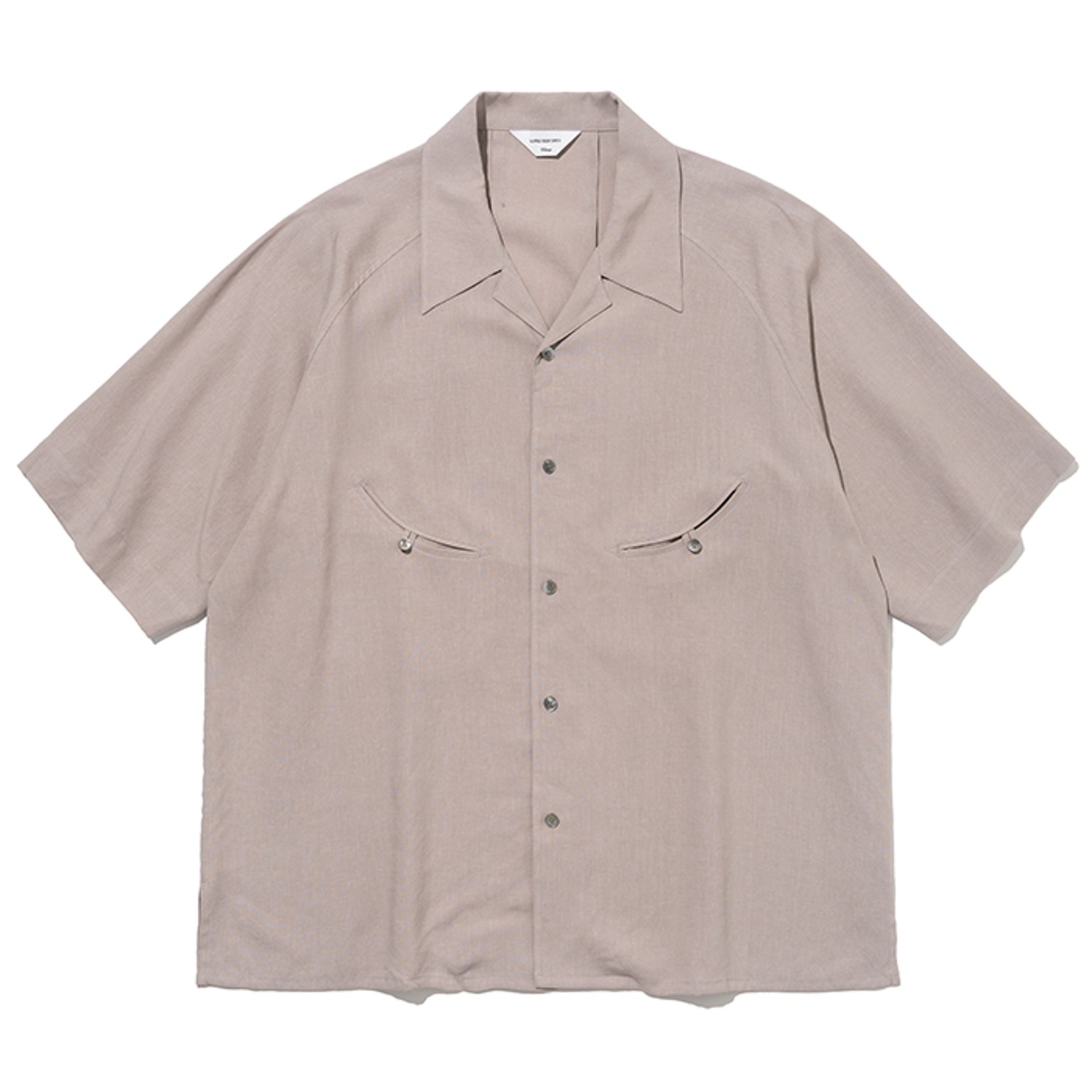 park linen open collar s/s shirt pink grey